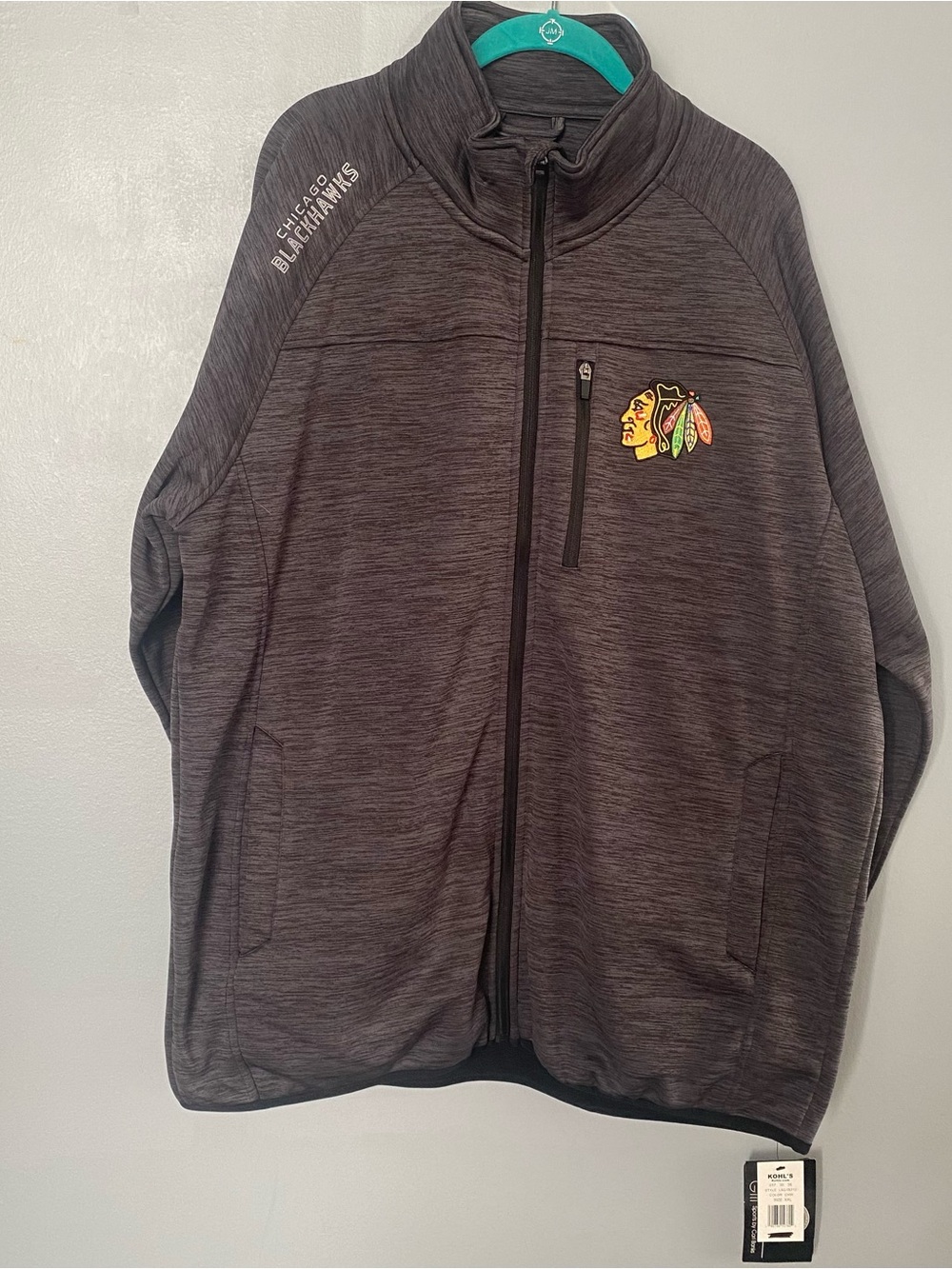 NHL Chicago Blackhawks Heather Charcoal Full-Zip Jacket NWT XXL